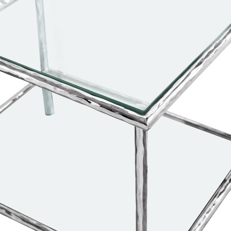 Furniture of America Zayen Modern 4-Piece Queen Size Hammered Metal Platform Bedroom Set with 2 Nightstands and Bench