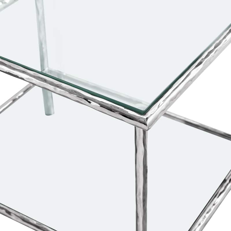 Furniture of America Zayen Modern Hammered Metal 1-Shelf Side Table