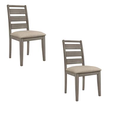 Gray/Greige Fabric Upholstered Wood Frame Dining Chair, Set of 2, Sturdy Dining Chair for Dining Rooms - 19.5
