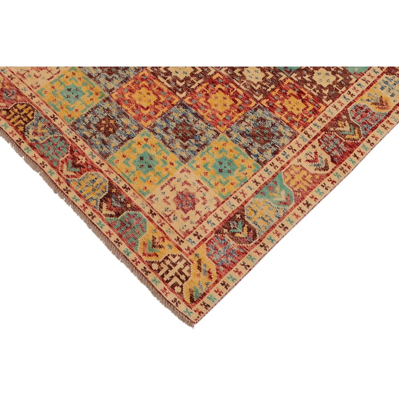Bohemian Balochi Woodward Red/Beige Hand Knotted Wool Rug - 4'3'' x 6'0''