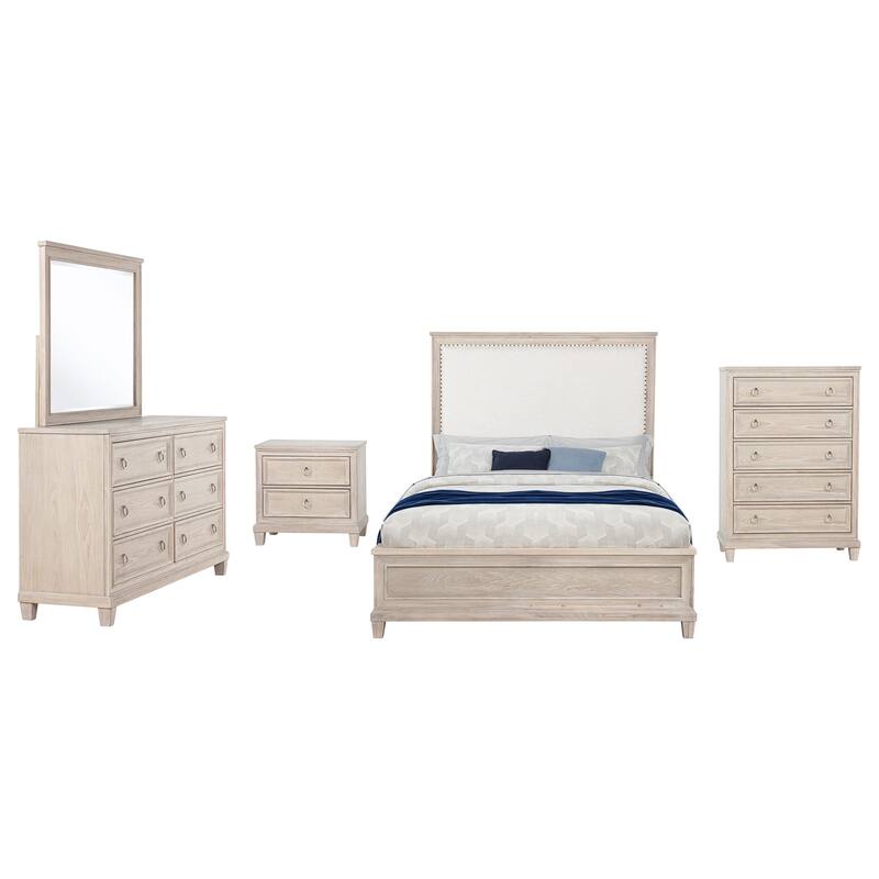 Pembroke Bedroom Set Washed Oak - Queen - 5 Piece