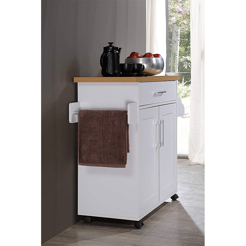 Hodedah imports kitchen island with spice rack and top towel holder