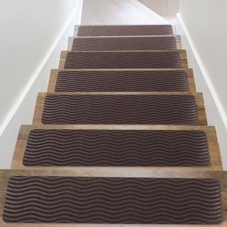Stair Treads Set Indoor Wood Floors Non Skid Slip Carpet Rugs Pads Grey/Brown 