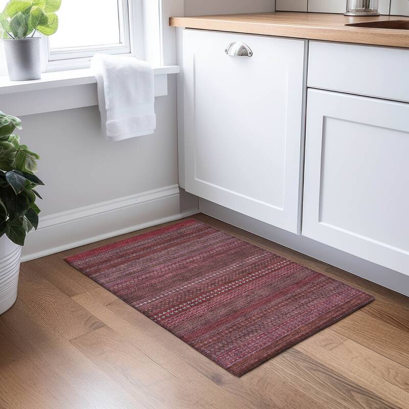 Alvaso Stripe Weather Resistant Blended Style Outdoor Rug