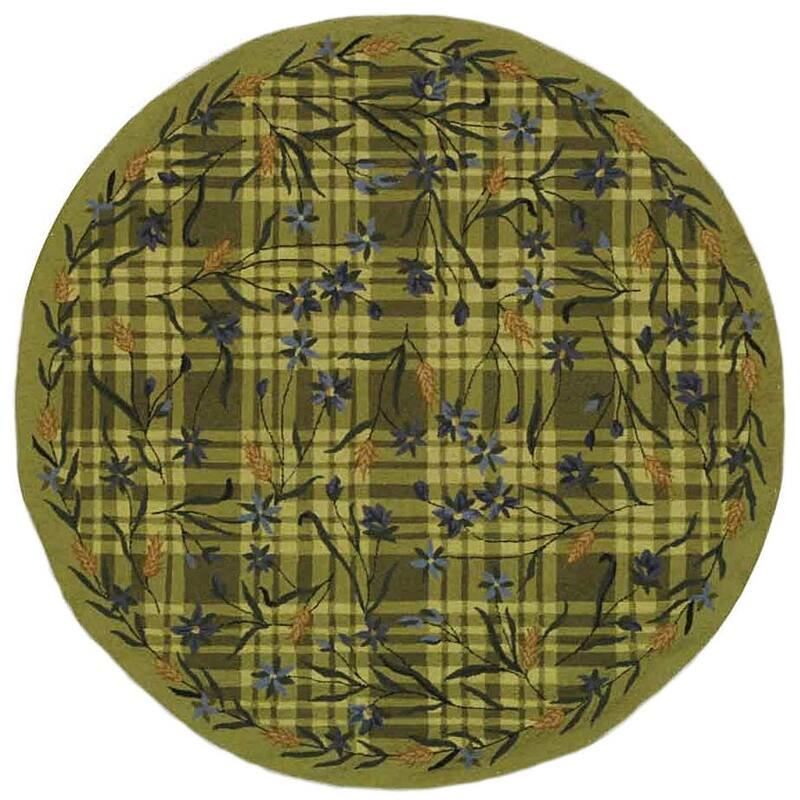 SAFAVIEH Handmade Chelsea Evgenya French Country Wool Rug - 5'6" Round - Green
