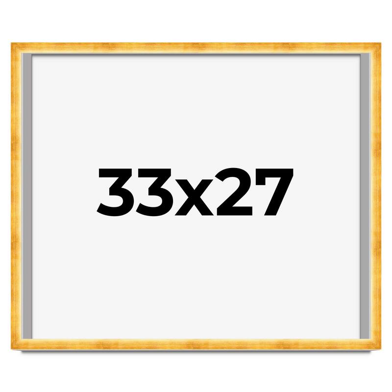33x27 Shadow Box Frame Gold | 1.625 Inches Deep Real Wood Traditional
