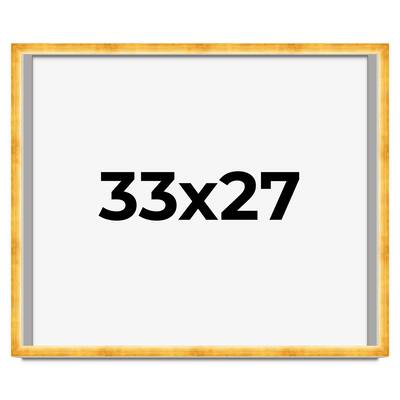 33x27 Shadow Box Frame Gold | 1.625 Inches Deep Real Wood Traditional