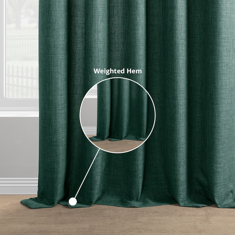 Exclusive Fabrics Italian Faux Linen Room Darkening Curtains for Bedroom & Living Room Curtains - Single Panel Window Curtains