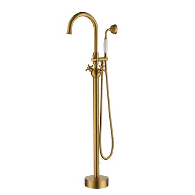 Brushed Freestanding Tub Filler Faucet with Handshower