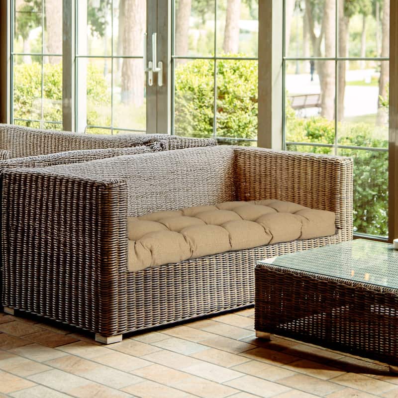 Aoodor Outdoor Polyester Tufted Bench Cushion, Water-resistant & Fade-Resistant Cushion