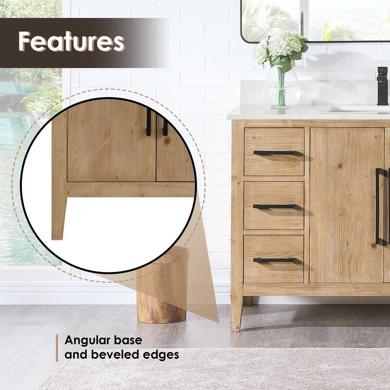 Altair Laurel Bath Vanity with Calacatta White Quartz Stone Countertop without Mirror