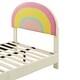 preview thumbnail 7 of 7, Twin Size Platform Bed with Rainbow Shaped and Height-adjustbale Headboard, Upholstered Bed with LED Light Strips, Beige