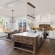 preview thumbnail 2 of 18, Farmsy Modern Farmhouse Linear Faux Wood Metal Chandelier Glass Adjustable Kitchen Island Pendant for Dining Room