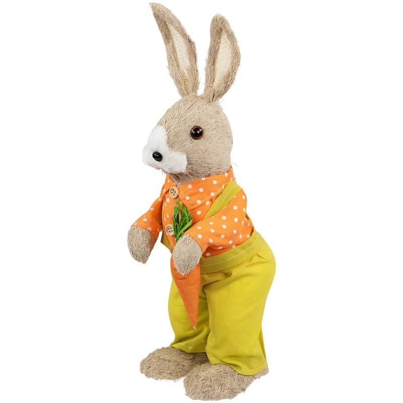 Standing Boy Rabbit with Carrot Easter Figure - 16" - Orange and Green