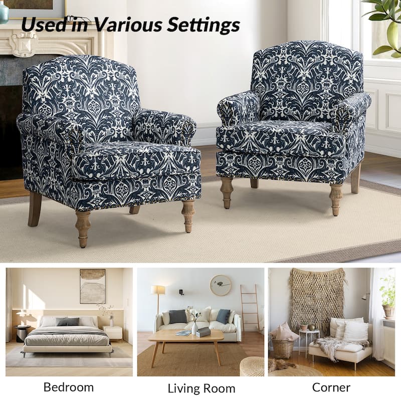 Yahweh Farmhouse Nailhead Armchair with Rolled Arms by HULALA HOME(Set of 2)