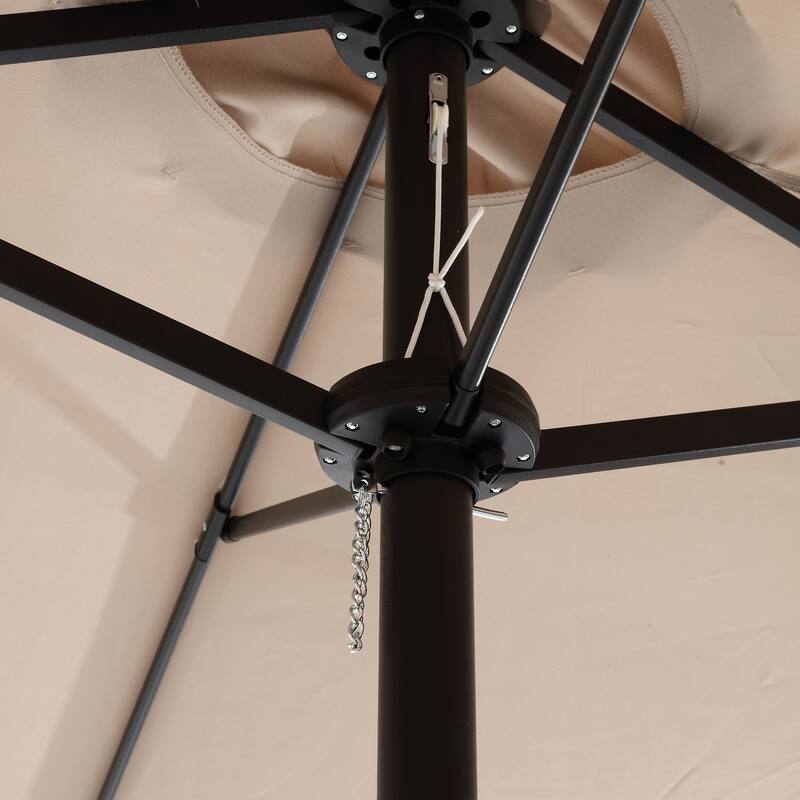 14.8 Ft Double Sided Outdoor Umbrella Rectangular Large with Crank ( khaki )