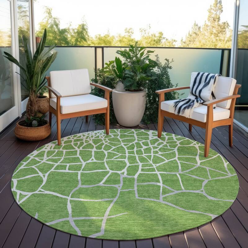 Machine Washable Indoor/ Outdoor Abstract Webby Chantille Rug