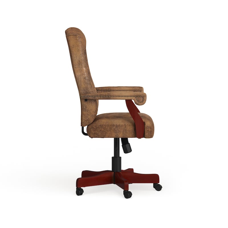 Upholstered Brown Swiveling Executive Office Armchair