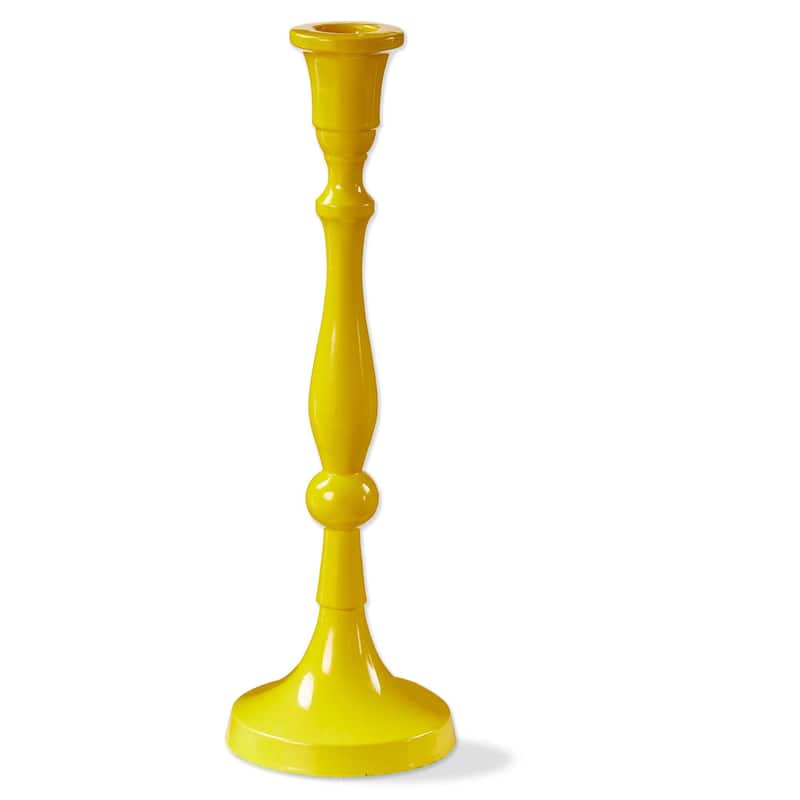 Zahra Large Yellow Taper Candle Holder - Aluminum, 10.5" H, Everyday Decor, Wipe Clean, Perfect for Taper Candles