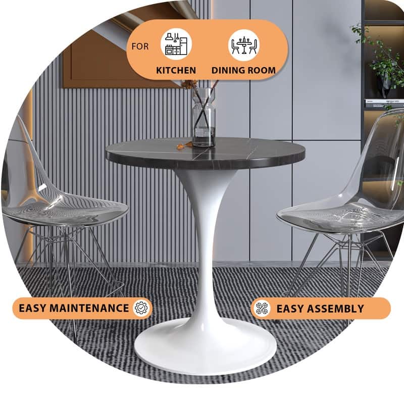 Verve Round Sintered Stone Top Dining Table with Stainless Steel Base Furniture for Home Kitchen and Living Room