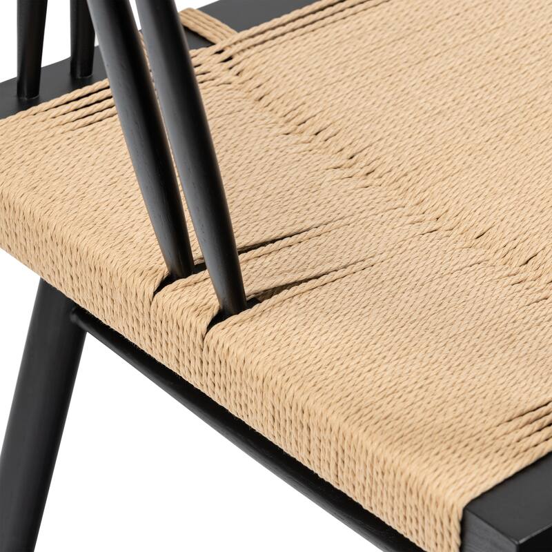Poly & Bark Ferrara Dining Chair - Wood Frame with Handwoven Hemp Cord Seat