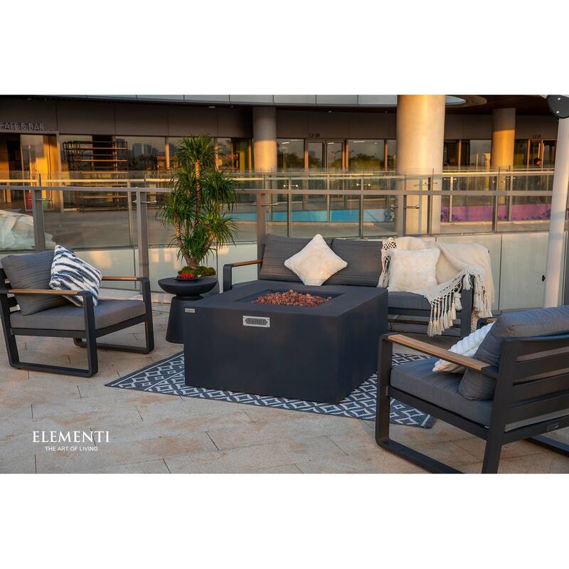 Elementi Rocky 45,000 BTU Concrete Propane Fire Table with Built-In Propane Tank Storage - 43" x 43"