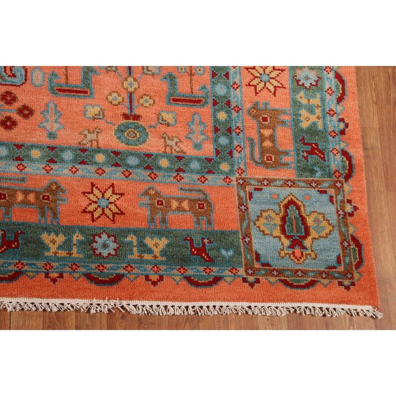 Tribal Geometric Kazak Oriental Area Rug Handmade Wool Carpet - 8'8" X 11'8"