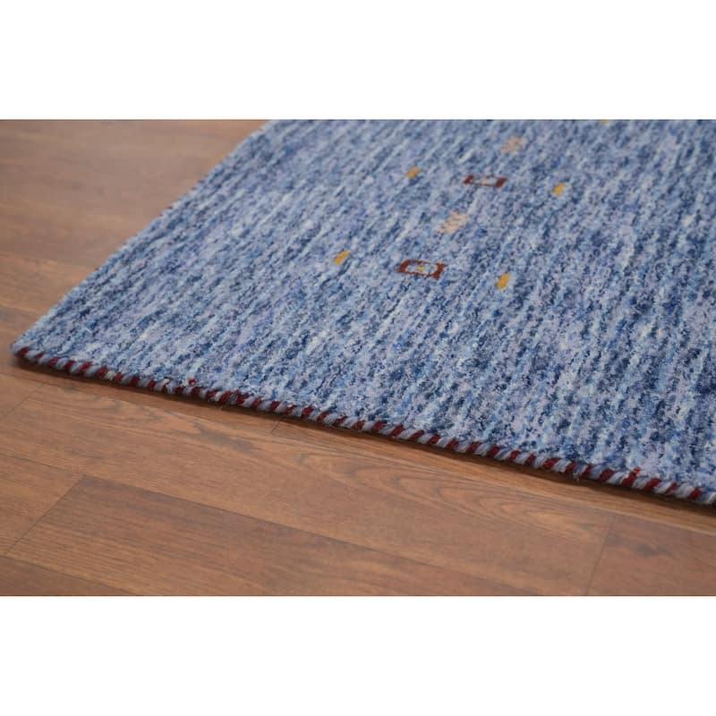 Hand Knotted Oriental 100% Wool Carpet Tribal Animal Pictorial Navy Blue & Blues Gabbeh Area Rug - 9' 9'' X 9' 10''