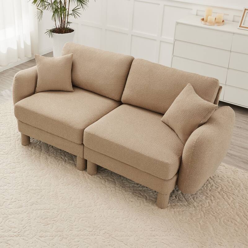 GDFStudio - Boucle Fabric 2-Seater 78" Loveseat Sofa with Shell-shaped Armrests