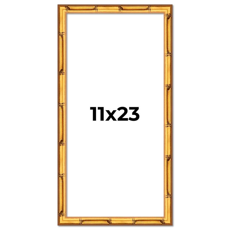 11x23 Frame Gold Bamboo Solid Wood Picture Frame | 1 Inch Moulding