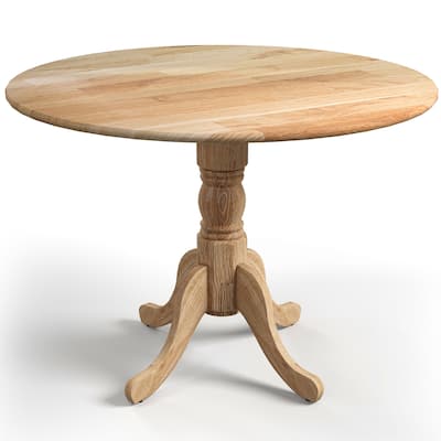Wooden Dining Table with Round Tabletop and Curved Trestle Legs - 39.37" x 39.37" x 28.74"