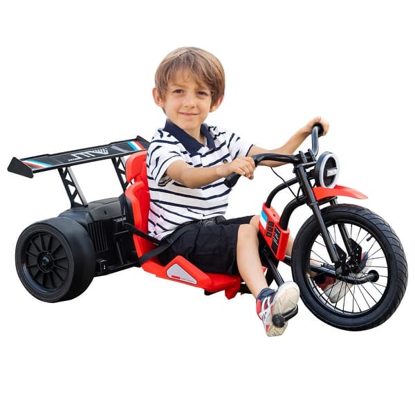 slide 2 of 15, 24V 14Ah Ride On 3 Wheelers Go Kart for Kids, Battery Two 300W Motors Red