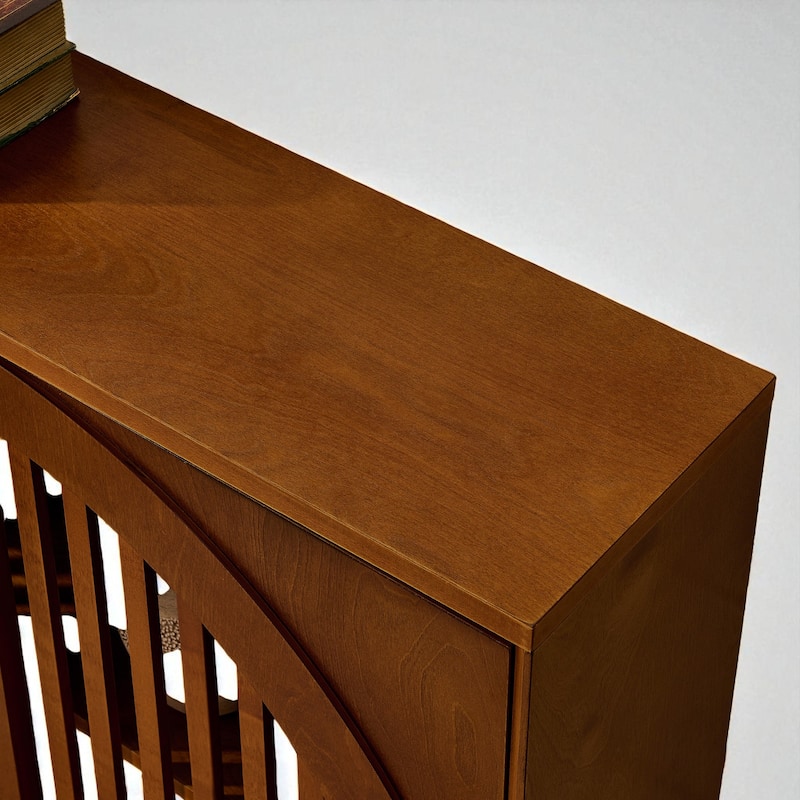 39" Mid Century Fluted Sideboard Cabinet with 2 Outlet Holes, Buffet Storage Cabinet for Entryway Kitchen Hallway