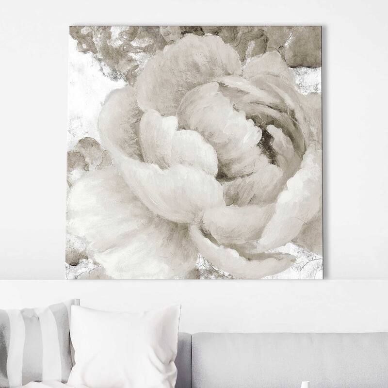 "Light Grey Flowers II" Print on Canvas