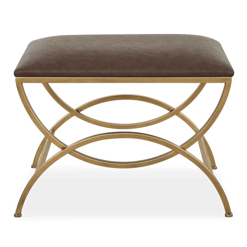 Copper Grove Antique Brass Faux Leather Rectangular Bench - Gold