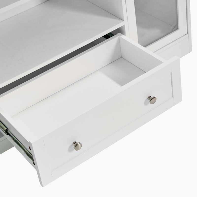 Buffet Sideboard, White Multi-Functional Storage Cabinet,51" W x 16" D x 33" H