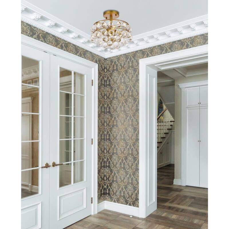 Elegant Lighting 1107F12 Savannah 3 Light 12" Wide Semi-Flush Bowl