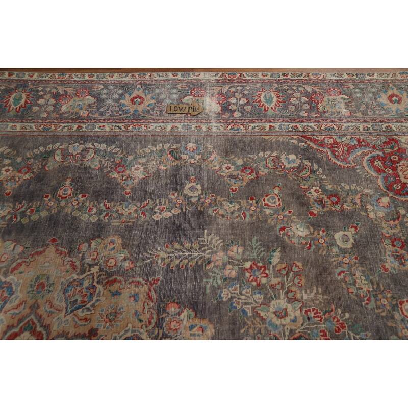 Vintage Navy Blue Tabriz Persian Area Rug Hand-Knotted Wool Carpet - 9'6" x 12'5"
