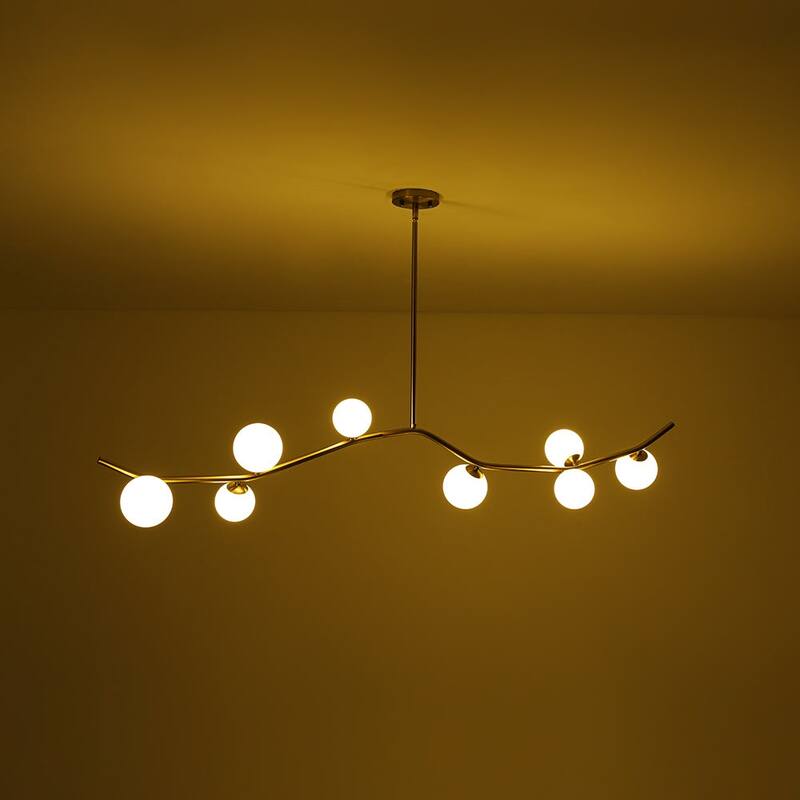 8-Light Frosted Glass Bubble Wavy Linear Island Pendant 61in