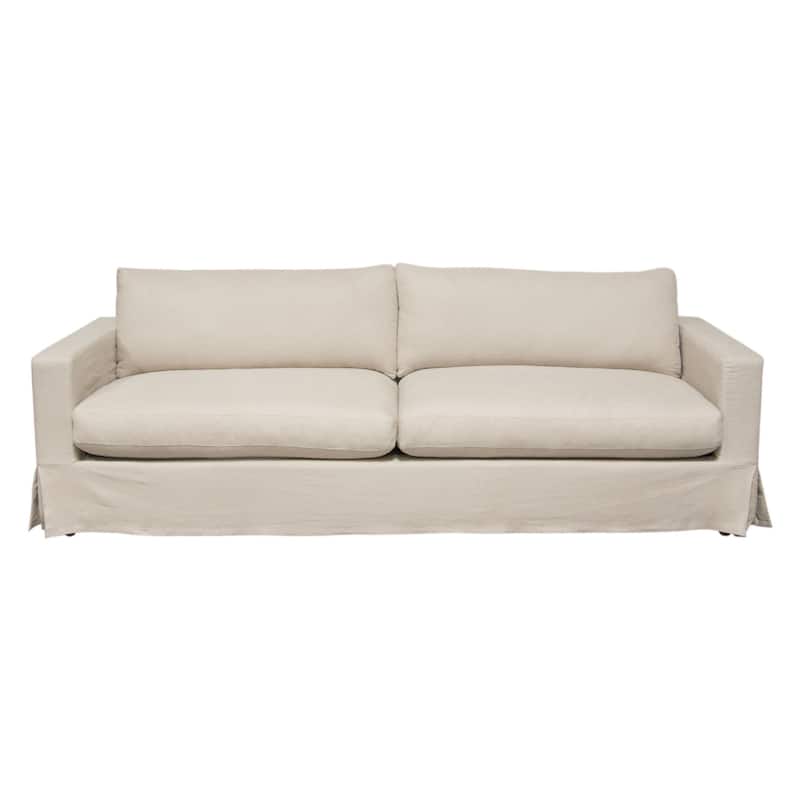 Aiza Sofa, 94 Inch, Feather Down Seating, Sand Brown, Linen Cover
