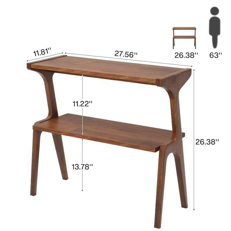 Narrow End Table for Living Room, 2-Tier Slim Sofa Side Table (Set of 2)