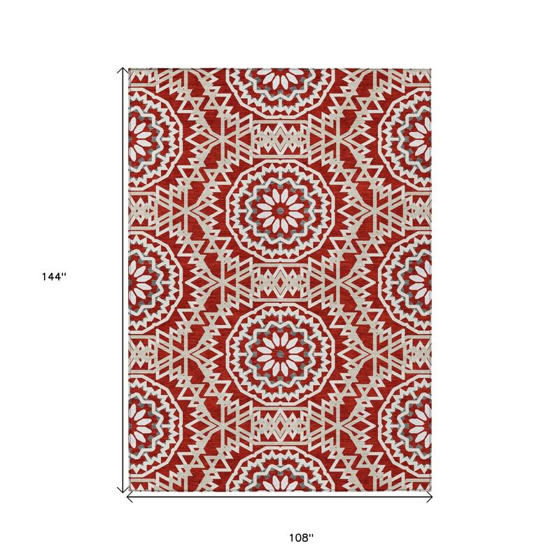 HomeRoots Floral Medallion Transitional Rectangle Outdoor Rug