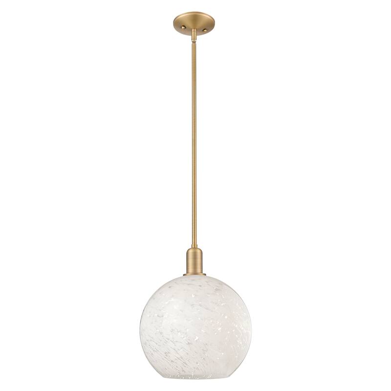 Innovations Lighting Endless Possibilities Arcadia - White Mouchette - 1 Light 12" Stem Hung Mini Pendant - Brushed Brass