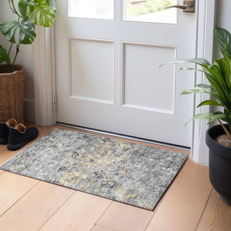 Premium Washable Super Soft Trellis Distressed Mayfield Rug - Gray - 1' 8" x 2' 6" - Rectangle