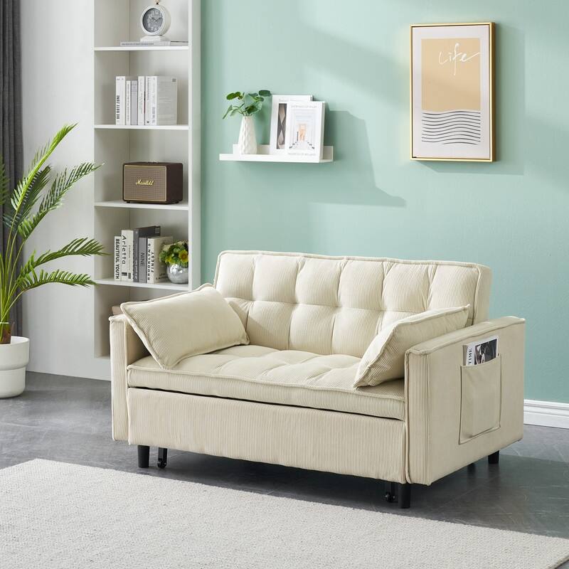 55" Corduroy Double Upholstered Sofa Bed