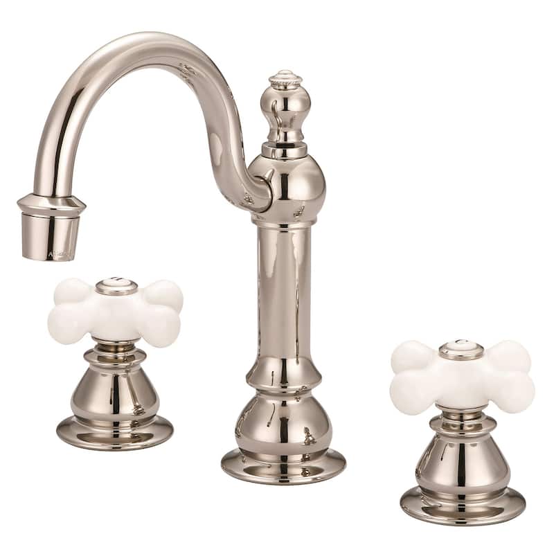 Widespread Lavatory Faucets with Pop-Up Drain in Polished Nickel (PVD) Finish with Metal Lever Handles