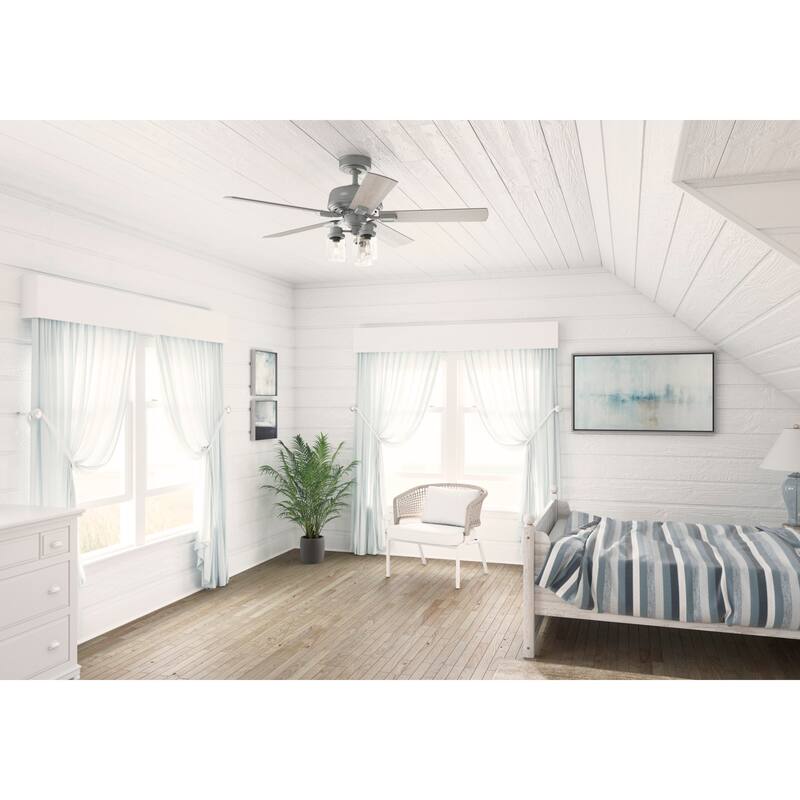 Hunter 52" Hartland Ceiling Fan with LED Light and Handheld Remote - Modern Farmhouse, Transitional