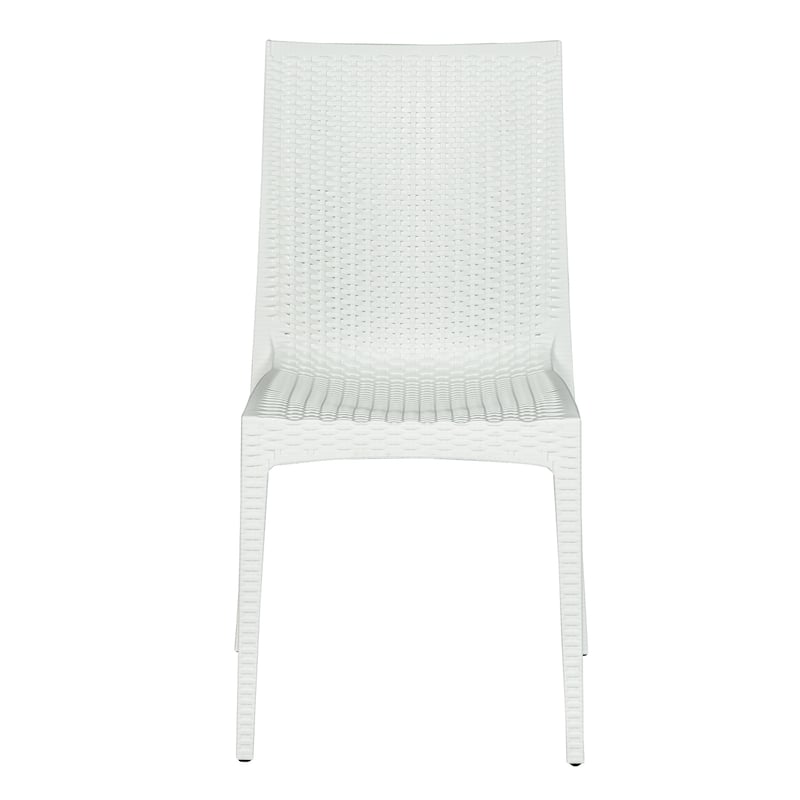 Outdoor Patio Dining Chairs, Set of 4 Stackable Polypropylene Chairs with Woven Design for Garden, Deck, or Pool