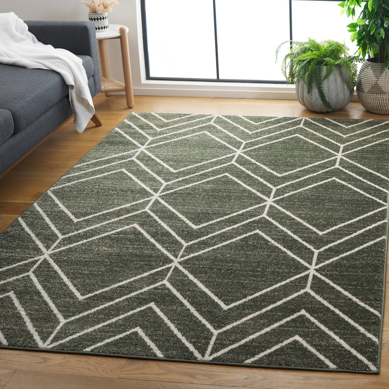 SAFAVIEH Adirondack Juvelina Modern Geometric Rug - 9' x 12' - Dark Green/Ivory