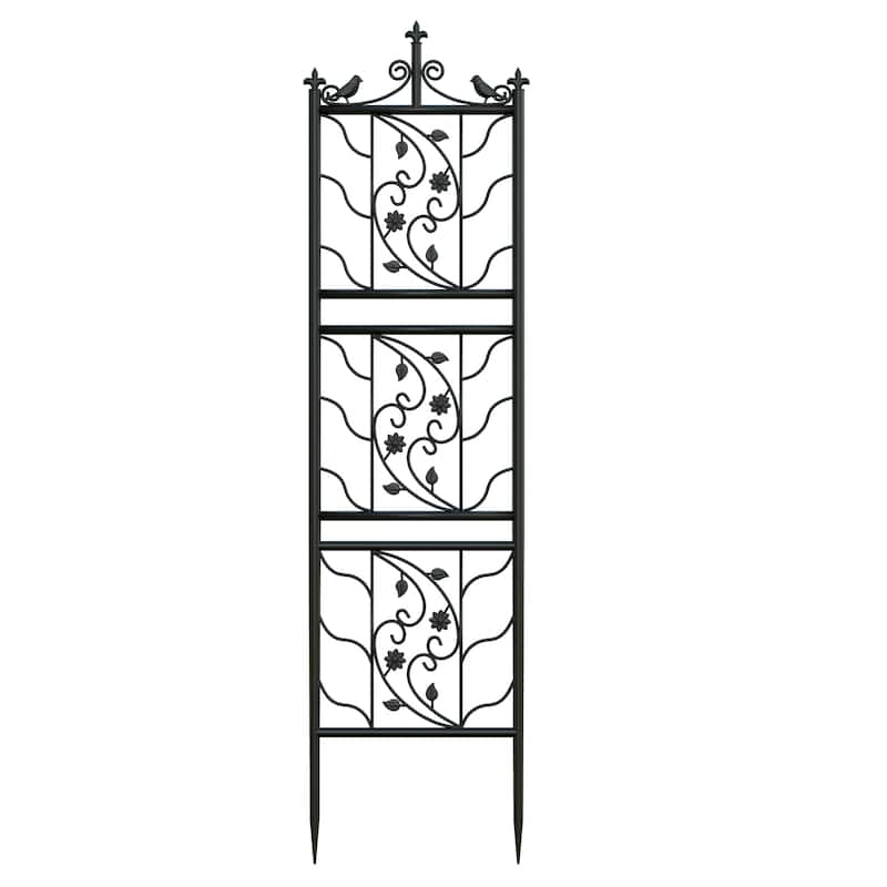 Black Iron Garden Wall Trellis Plant Climbing (Set of 2)
